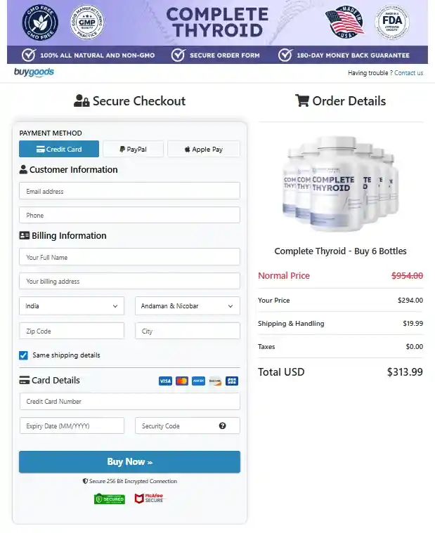 Complete Thyroid Order Page